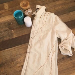 XCVI, breathable cotton and silk collard shirt!